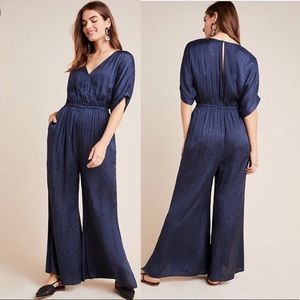 Anthropologie navy jumpsuit